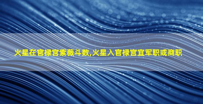 火星在官禄宫紫薇斗数,火星入官禄宫宜军职或商职