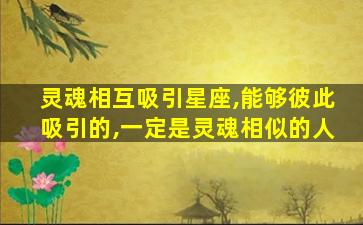 灵魂相互吸引星座,能够彼此吸引的,一定是灵魂相似的人