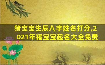 猪宝宝生辰八字姓名打分,2021年猪宝宝起名大全免费