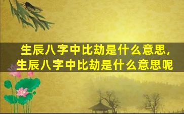 生辰八字中比劫是什么意思,生辰八字中比劫是什么意思呢