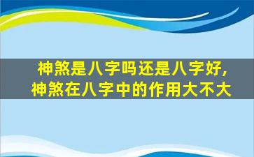 神煞是八字吗还是八字好,神煞在八字中的作用大不大