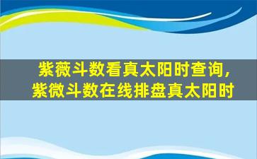 紫薇斗数看真太阳时查询,紫微斗数在线排盘真太阳时