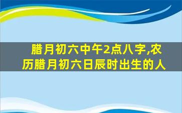 腊月初六中午2点八字,农历腊月初六日辰时出生的人