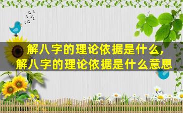 解八字的理论依据是什么,解八字的理论依据是什么意思