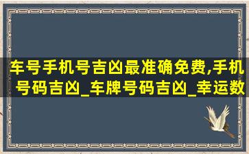 车号手机号吉凶最准确免费,手机号码吉凶_车牌号码吉凶_幸运数字查询_号令天下