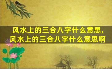 风水上的三合八字什么意思,风水上的三合八字什么意思啊