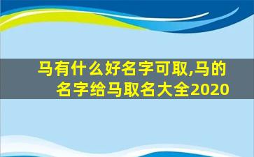 马有什么好名字可取,马的名字给马取名大全2020