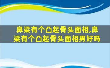 鼻梁有个凸起骨头面相,鼻梁有个凸起骨头面相男好吗